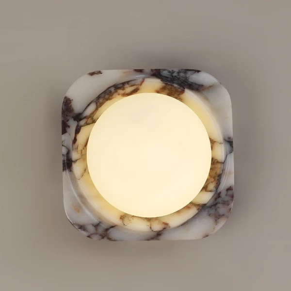 Настенный светильник Lunar Marble — бра, цвет белый, из материала метал, мармур, стиль модерн