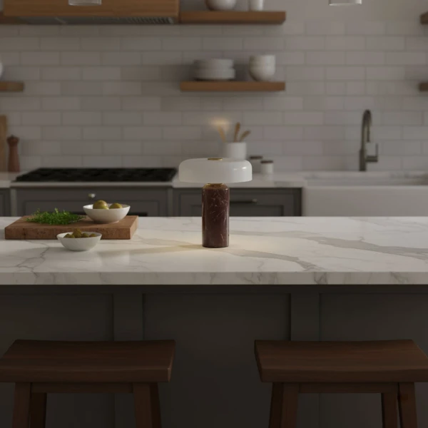 Настольная лампа Lunara Marble — цвет черный і белый, из материала мармур, метал, стиль модерн