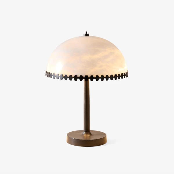 Настольная лампа Lunarra Dome Alabaster — цвет черный і белый, из материала метал, алебастр, стиль модерн