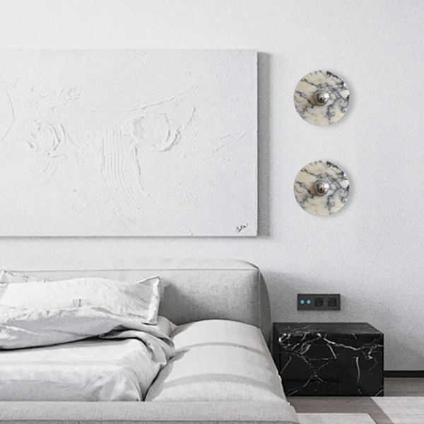 Настінний світильник Messier Marble — бра, колір хром і золото, з матеріалу  мармур, метал, стиль модерн