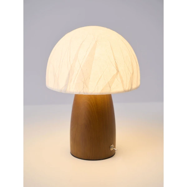 Настольная лампа Myco Mushroom — цвет ореха і белый, из материала метал, папір, стиль модерн
