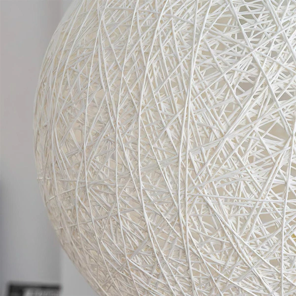 Підвісний світильник Nest Sphere — колір білий, з матеріалу метал, конопляний ротанг, стиль модерн