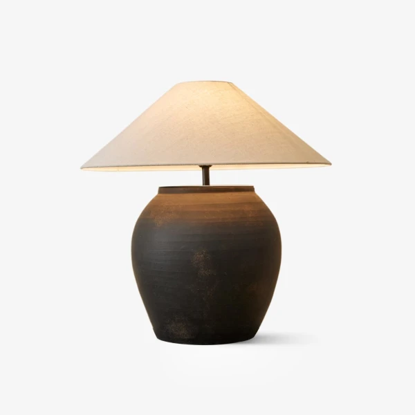 Настільна лампа Noira Terracotta — колір чорний і білий, з матеріалу метал, тканина, стиль модерн