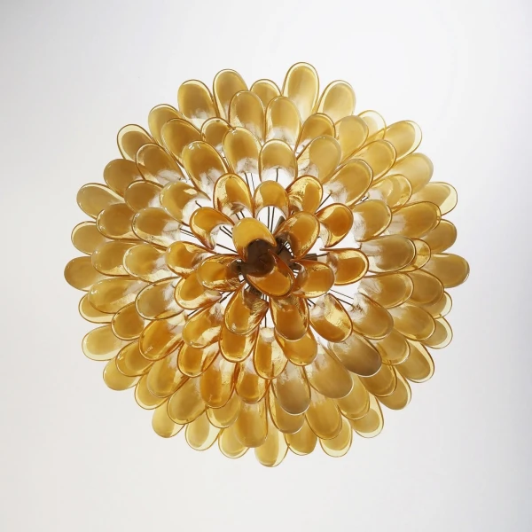 Люстра из муранского стекла Petal Amber — цвет янтарный і белый, из материала  метал, скло, стиль современный
