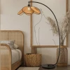 Торшер Rattan Bloom Arc — цвет черный, из материала метал, ротанг, стиль современный