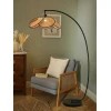 Торшер Rattan Bloom Arc — цвет черный, из материала метал, ротанг, стиль современный
