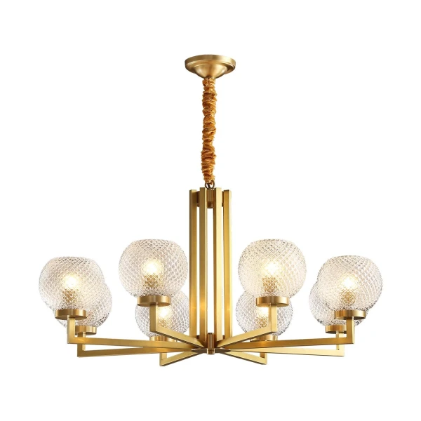 Латунна люстра з ребристого скла — люстри дизайнерські, колір латунь, з матеріалу метал, стиль модерн