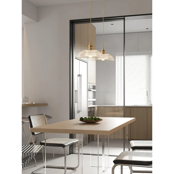 Ребристий спіральний підвісний світильник — з матеріалу метал, латунь, стиль модерн