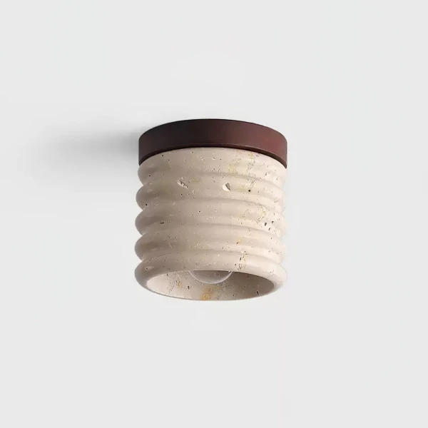 Стельова лампа Ridge Artisan — стельовий світильник, колір горіха і жовтий, з матеріалу жовтий травертин, метал, стиль модерн