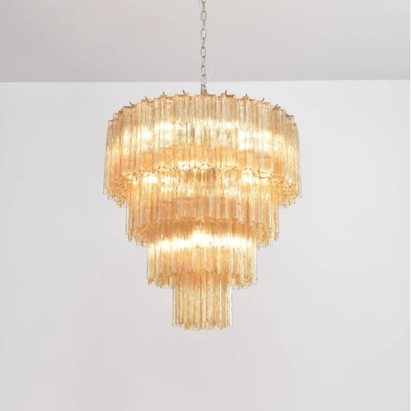 Люстра Serava Cascade Murano — цвет янтарный і белый, из материала  метал, скло, стиль современный