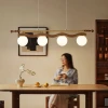 Линейная люстра Sinuara Ribbon Globe — подвесной светильник, цвет ореха і золото, из материала метал, скло, стиль современный