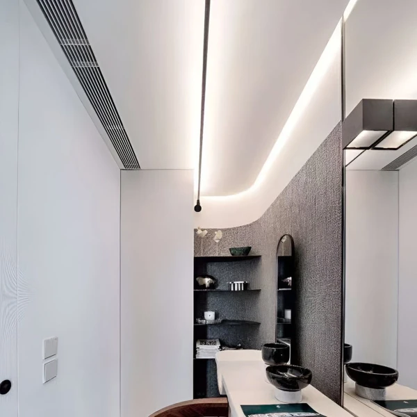 Стельовий світильник Skyline Linear Strip — колір чорний і білий, з матеріалу метал, сталева стрічка, стиль модерн