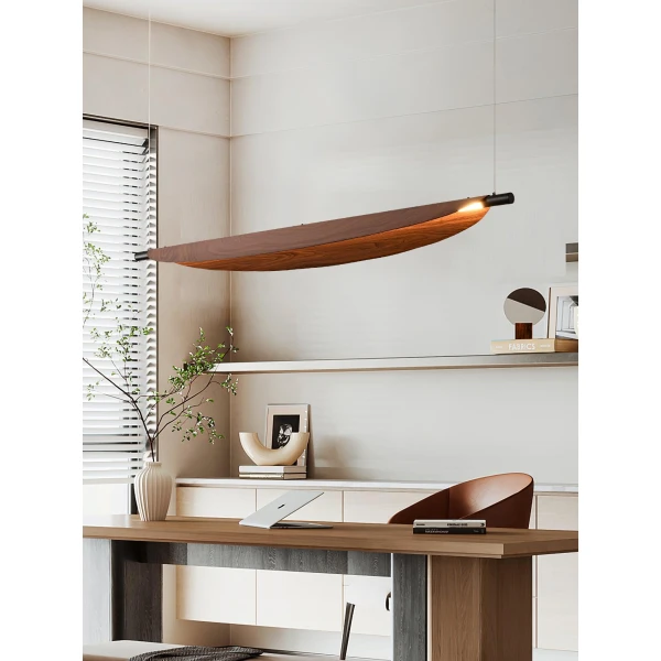 Витончений підвісний світильник Sleek Board — колір горіха, з матеріалу метал, пк, стиль модерн