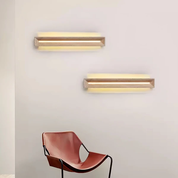Настінний світильник Solace Travertine Beam — бра, колір жовтий, з матеріалу жовтий травертин, метал, стиль модерн