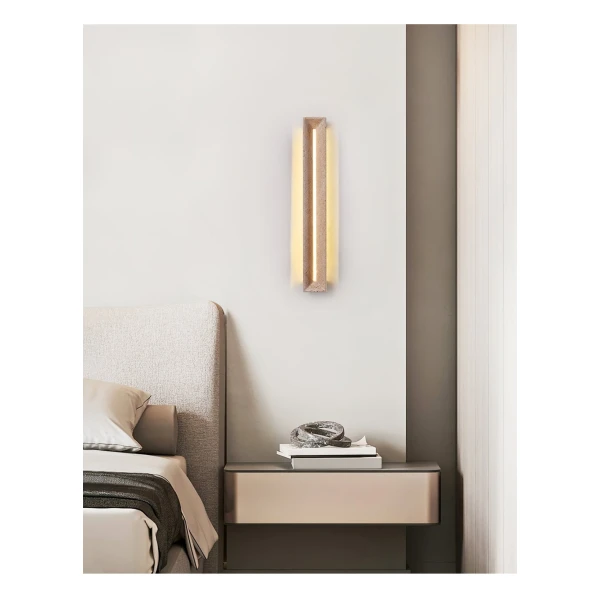 Настінний світильник Solace Travertine Beam — бра, колір жовтий, з матеріалу жовтий травертин, метал, стиль модерн