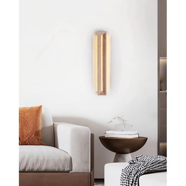 Настінний світильник Solace Travertine Beam — бра, колір жовтий, з матеріалу жовтий травертин, метал, стиль модерн