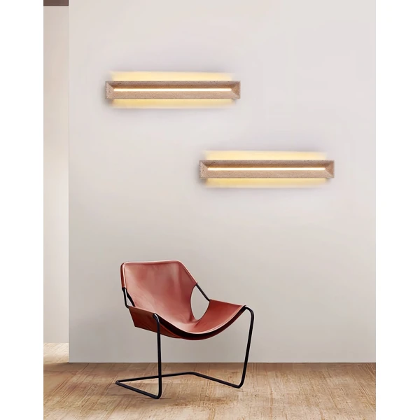 Настінний світильник Solace Travertine Beam — бра, колір жовтий, з матеріалу жовтий травертин, метал, стиль модерн