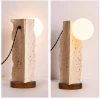 Настільна лампа Terra Travertine Orb — колір жовтий і колір горіха, з матеріалу метал, жовтий травертин, стиль модерн