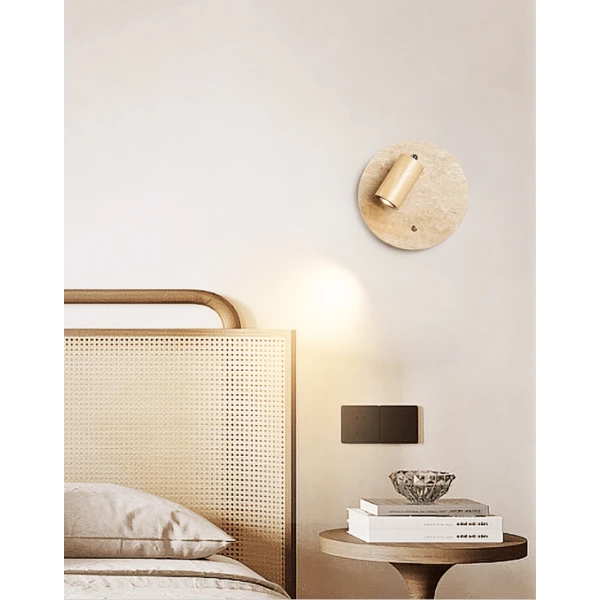Настінний світильник Travertine Spot — бра, колір горіха і жовтий, з матеріалу метал,  жовтий травертин, стиль модерн