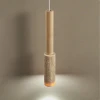 Підвісний світильник Travertine Stick — колір жовтий і колір дерева, з матеріалу  жовтий травертин, дерево, стиль модерн
