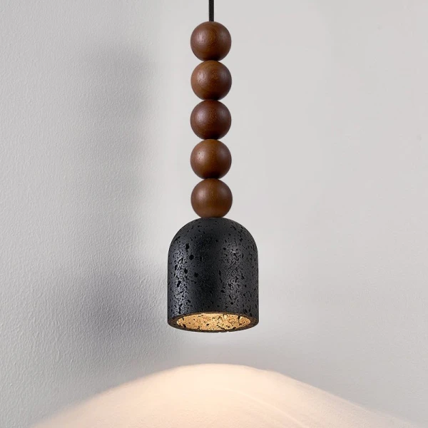 Підвісний світильник Vareon Totem — колір горіха і чорний, з матеріалу  чорний травертин, метал, стиль модерн