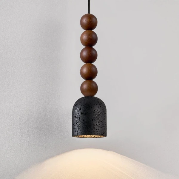 Підвісний світильник Vareon Totem — колір горіха і чорний, з матеріалу  чорний травертин, метал, стиль модерн