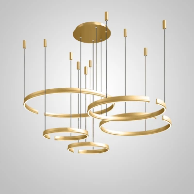 Підвісна світлодіодна люстра VEIKKO COMBO D45+45+65+65+85 Brass LED