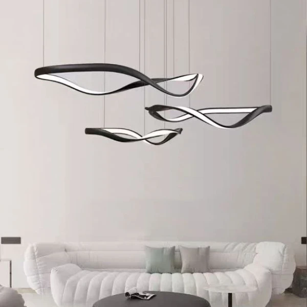 Подвесной светильник ONDA светодиодная в зал — люстра, цвет черный, из материала металл, стиль минимализм