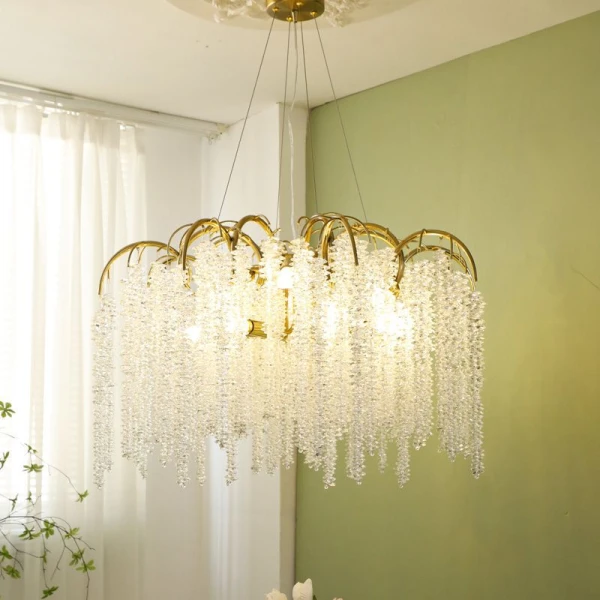 Люстра CRYSTAL TASSELS хрустальная в зал — цвет белый, из материала металл, стиль постмодерн