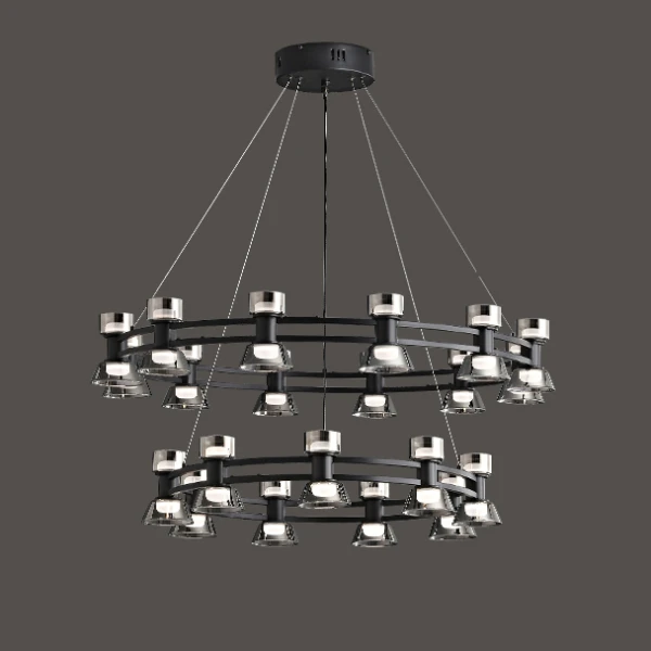 Люстра  світлодіодна Підвісна люстра BLASIUS D83+63 Black у вітальню сучасна LED Deprimo купити 178564грн.