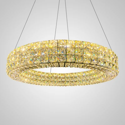 Подвесная люстра ACHILLES LUX D80 Brass светодиодная хрустальная в гостиную