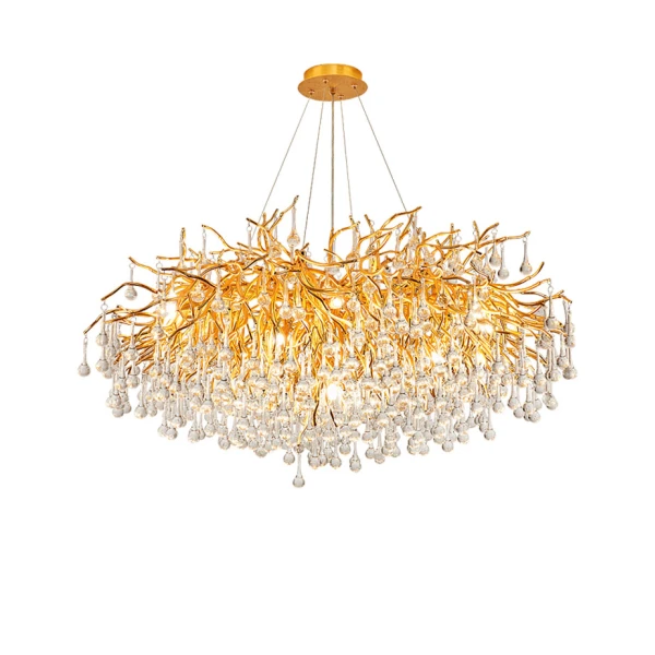Люстра Droplet Chandelier circle D150 светодиодная в зал — цвет прозрачный, стиль модерн