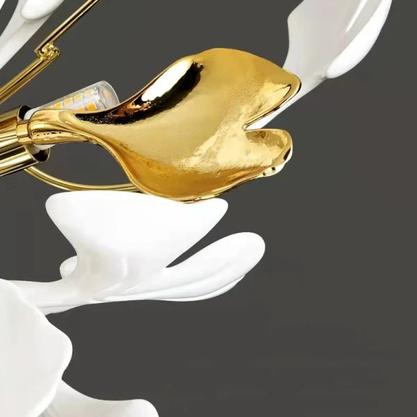 Подвесная люстра JULIETTA LUX H200 светодиодная в гостиную — цвет белый і латунь, стиль современный