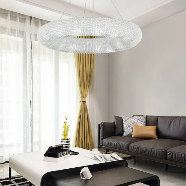 Подвесной светильник Crystal Halo D180 Silver светодиодная в зал — люстра, цвет прозрачный, стиль модерн