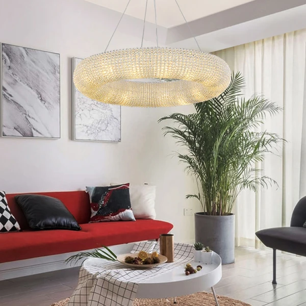 Подвесной светильник Crystal Halo D180 Silver светодиодная в зал — люстра, цвет прозрачный, стиль модерн