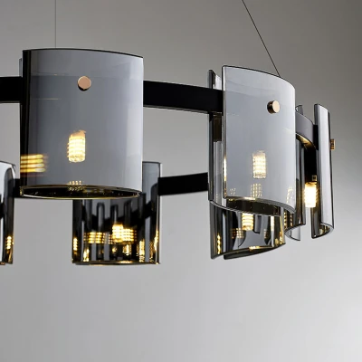 Підвісна світлодіодна люстра JANICE D100 Brass Amber у вітальню LED
