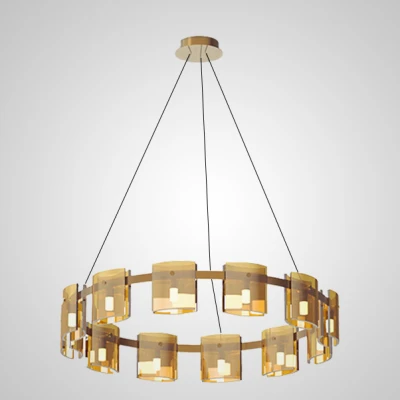 Підвісна світлодіодна люстра JANICE D100 Brass Amber у вітальню LED