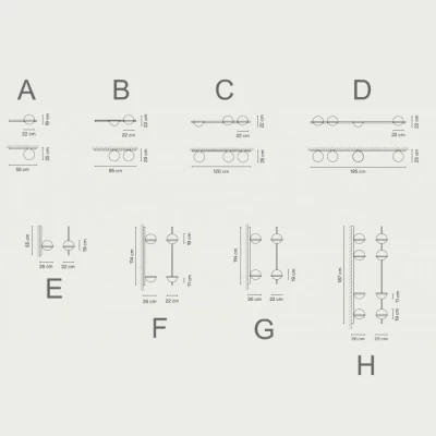 PALMA WALL LAMP VIBI Бра на стену F шар+вазон 114см на стену - светильник настенный