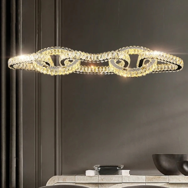 Подвесной светильник SEFENIAS LUX L160 Brass светодиодная хрустальная в зал — люстра, цвет прозрачный, стиль современный