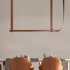 Линейный светильник BELT — подвесной светильник, цвет коричневый, из материала кожа, стиль минимализм