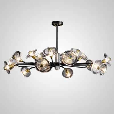 Стельова світлодіодна люстра JANICA L18 Brass Black у вітальню LED
