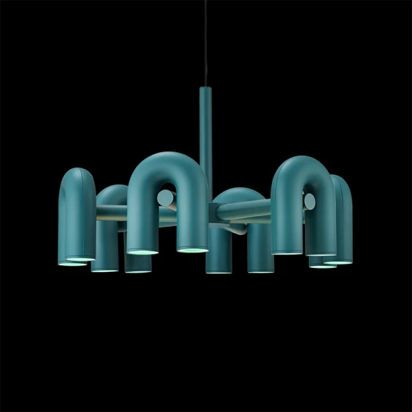 PIPE Подвесной светильник — цвет черный і голубой, из материала металл, стиль модерн середины века