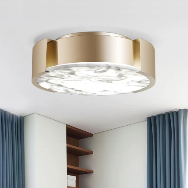 Светильник потолочный светодиодный LED MARMO — потолочный светильник, цвет белый і золото, из материала металл, искусственный мрамор, стиль модерн