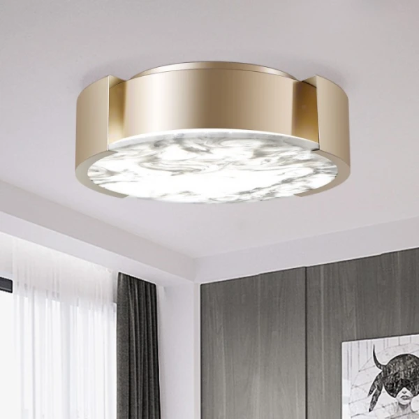 Светильник потолочный светодиодный LED MARMO — потолочный светильник, цвет белый і золото, из материала металл, искусственный мрамор, стиль модерн
