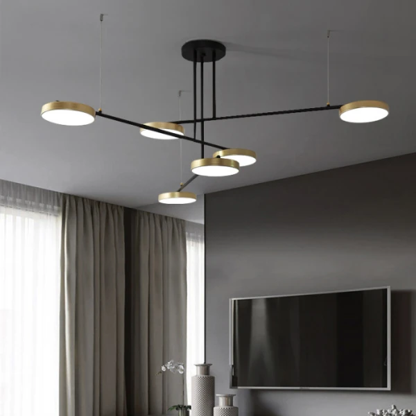 TECHNO LIGHT Люстра светодиодная в зал — цвет золото, из материала металл, акрил, стиль модерн